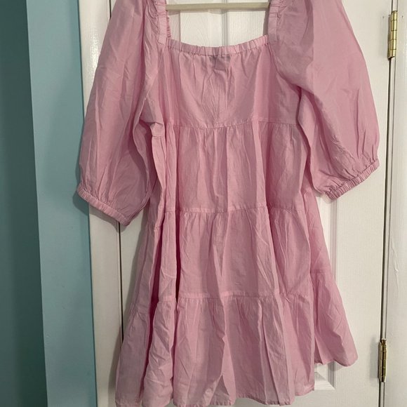 J Crew Puff-sleeve cotton voile beach dress- Pink (Crisp Blossom) - Picture 2 of 3